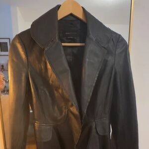 BCBG MaxAzria Leather Peplum Jacket